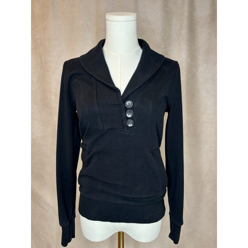 Banana Republic Shawl Collar Pullover Sweater XS Black Pullover Preppy Y2K Retro
